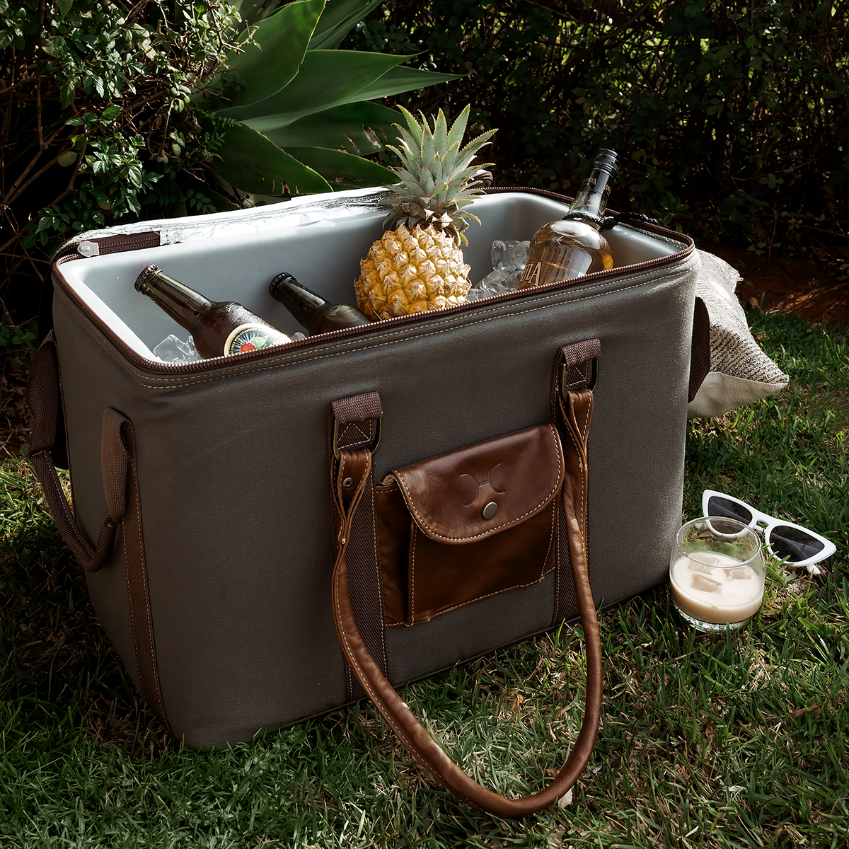 45L Big Boy Box Cooler Wax Canvas & Leather Hard Plastic Inner