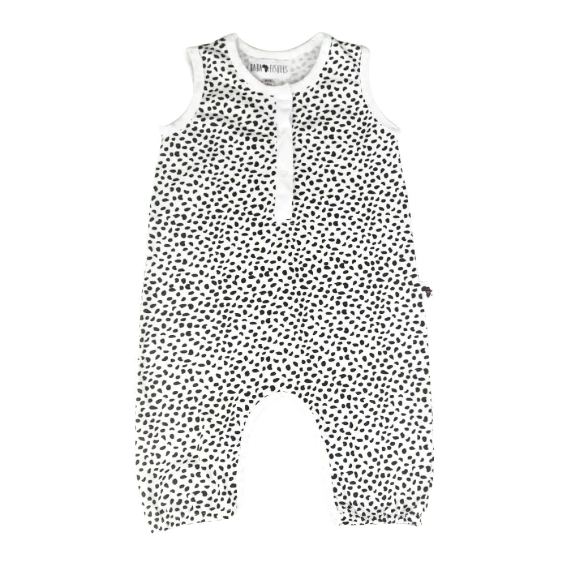 Henley Romper - Black Splots