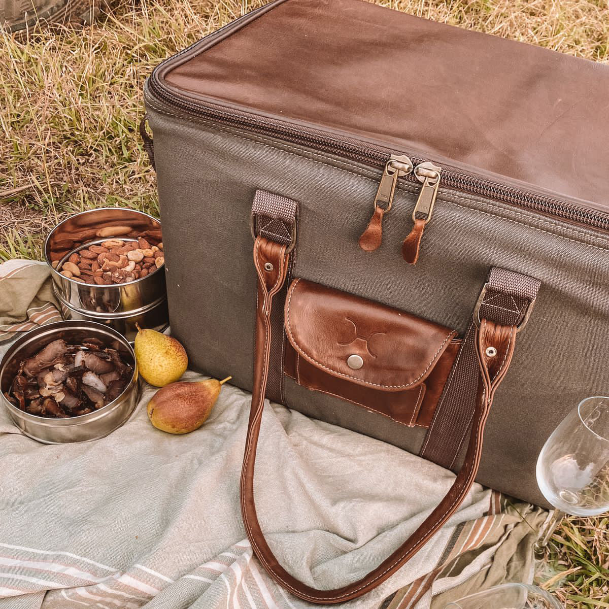 45L Big Boy Box Cooler Wax Canvas & Leather Hard Plastic Inner