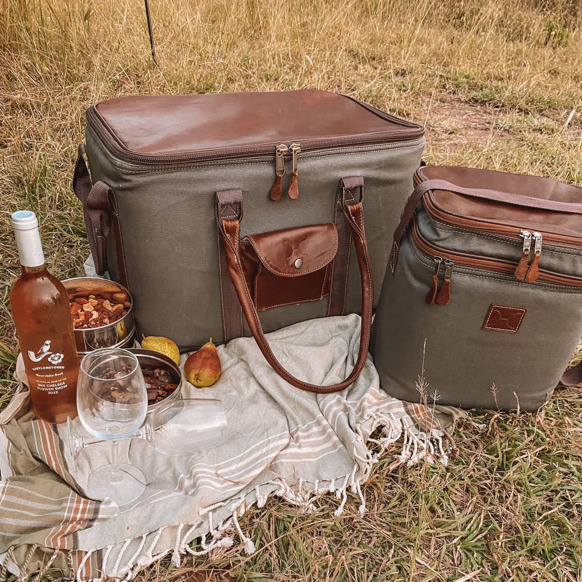 45L Big Boy Box Cooler Wax Canvas & Leather Hard Plastic Inner