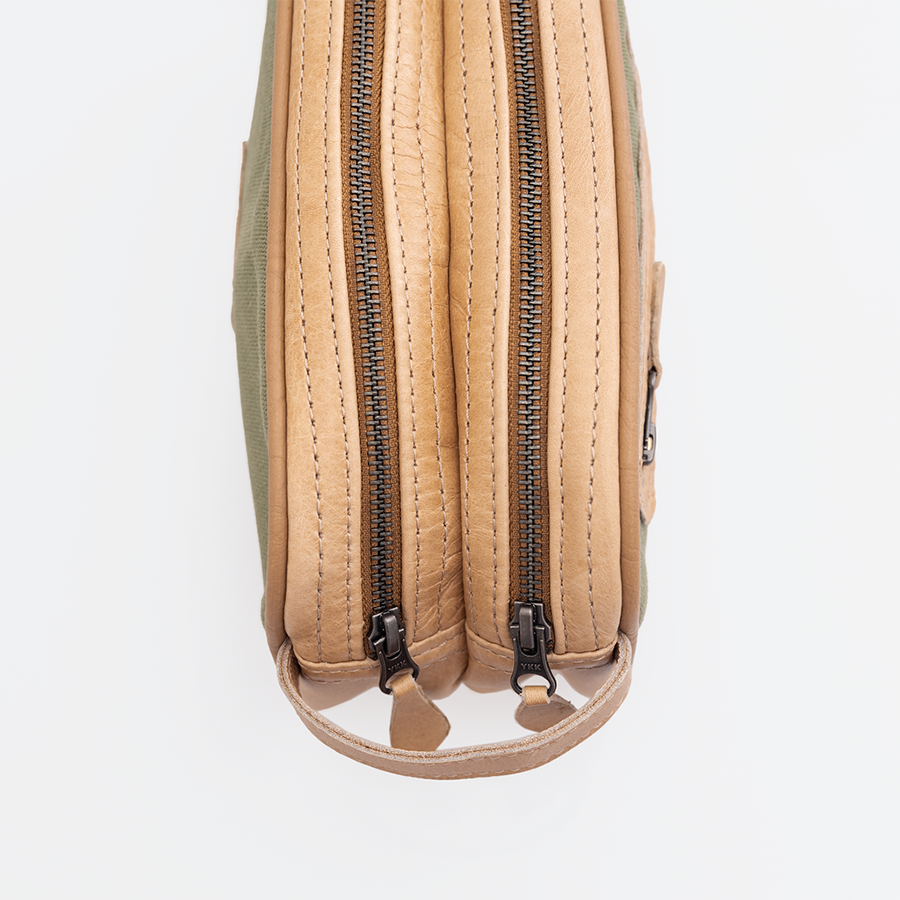 Men's Double Zip Vanity Wax Canvas & Leather