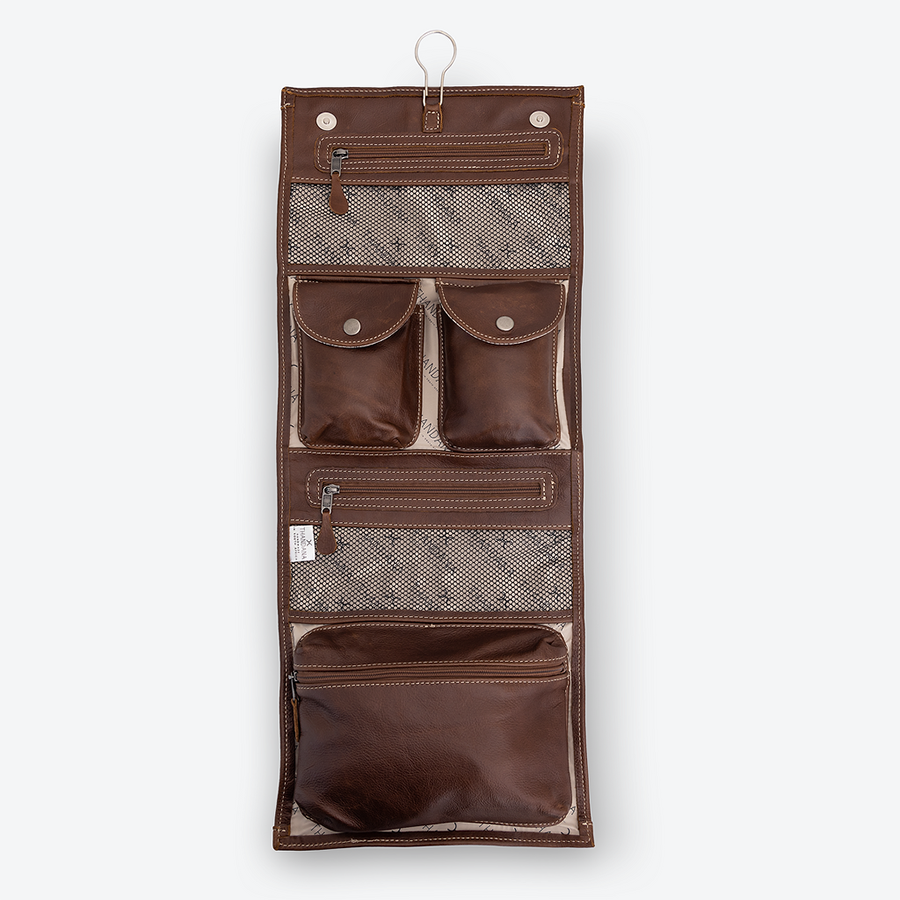 Roll Up Toiletry Wax Canvas & Leather
