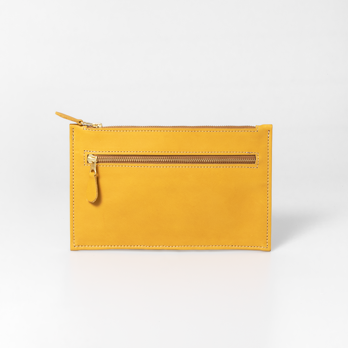 Double Zip Pouch Purse Leather