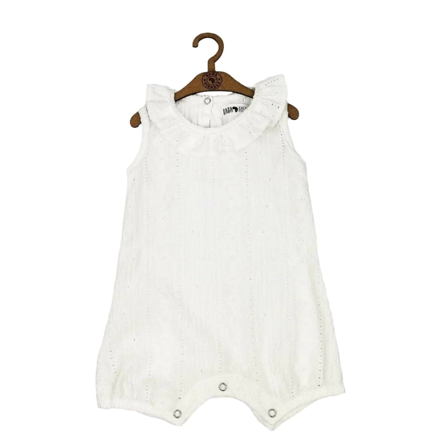 Frilly Neck Romper - Lacy Milk