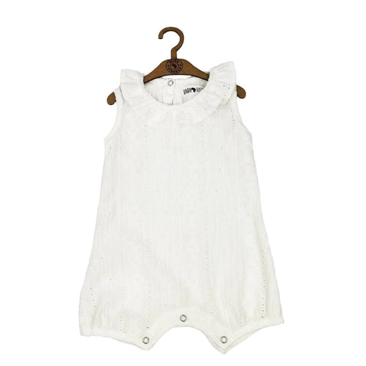Frilly Neck Romper - Lacy Milk