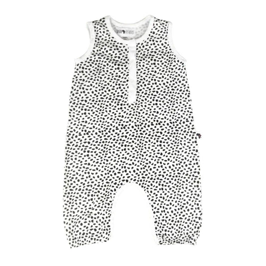 Henley Romper - Black Splots