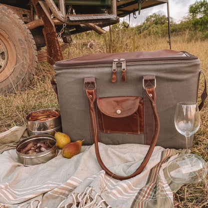 45L Big Boy Box Cooler Wax Canvas & Leather Hard Plastic Inner