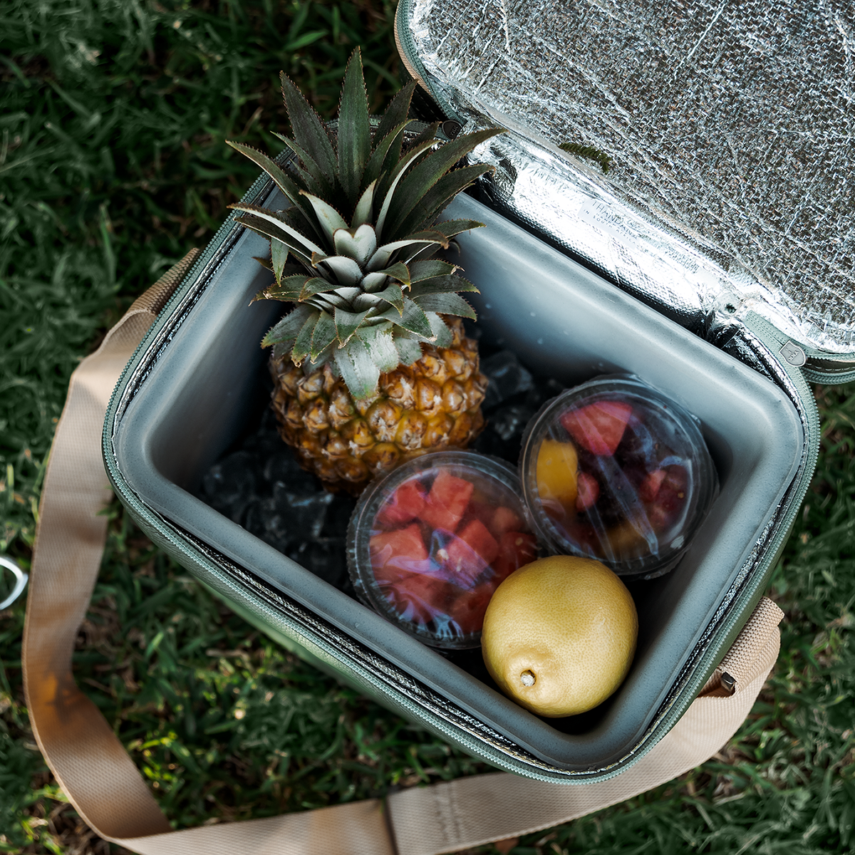 Corporate Big Lunch Box Cooler Leather Hard Plastic Inner