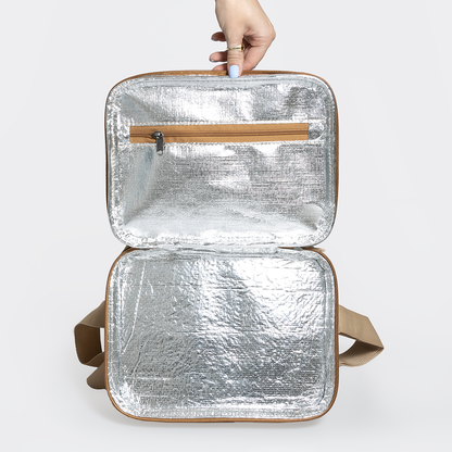 Corporate Big Lunch Box Cooler Leather Hard Plastic Inner
