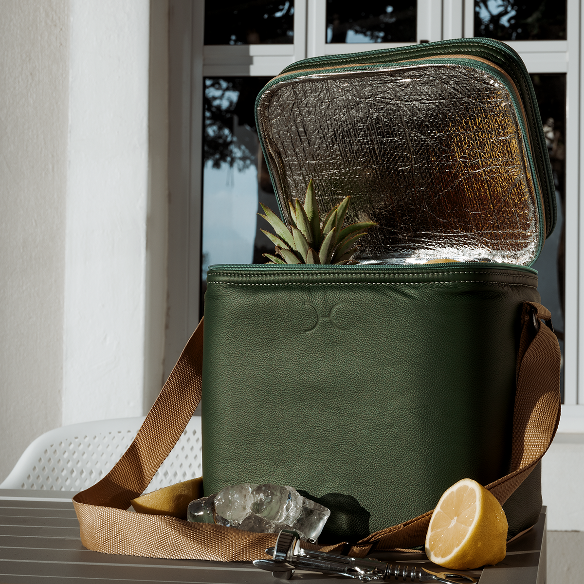 Corporate Big Lunch Box Cooler Leather Hard Plastic Inner