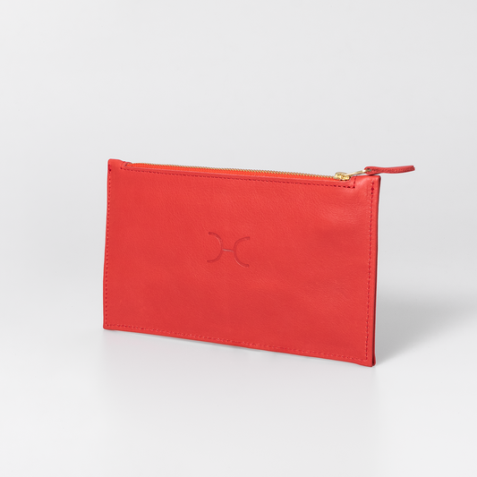 Corporate Double Zip Pouch Purse Leather