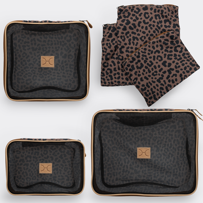 Travel Luggage Organizer Pods 6 piece set | Cheetah Coffee