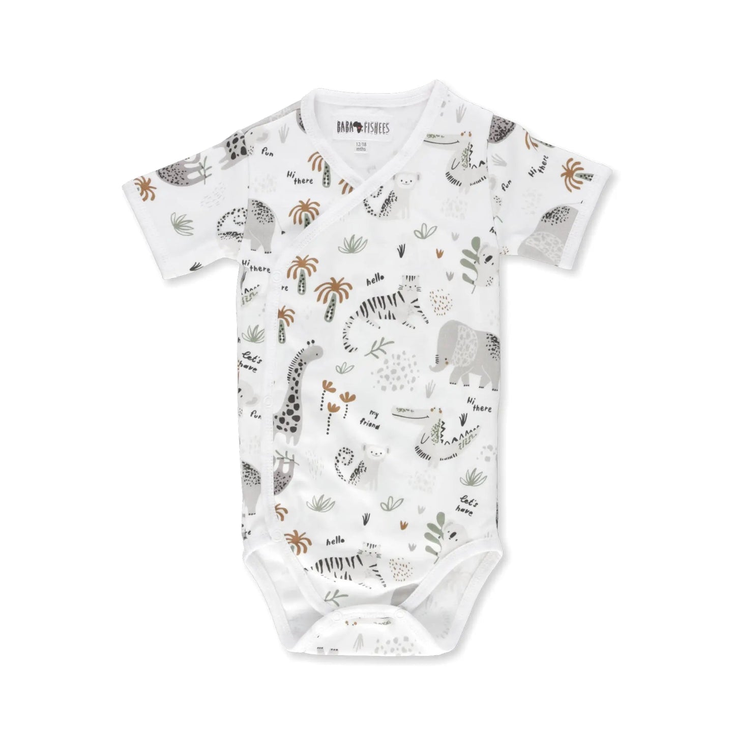 Wrap Onesie - Hi There White - Short Sleeve