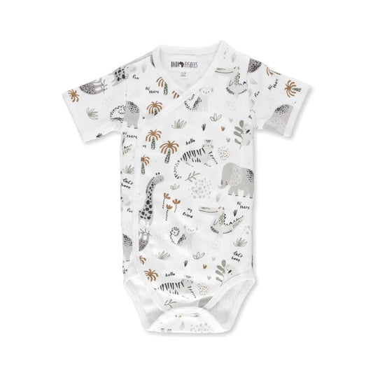 Wrap Onesie - Hi There White - Short Sleeve